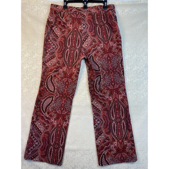 August Silk Logic Women Pants Size 14 Boot cut Red Paisley Print Stretch Boho - Picture 2 of 12